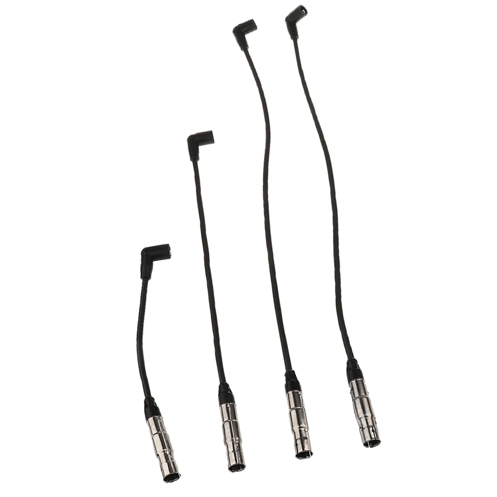 4 Pack Race Straight Spark Plug Wire Set Metal Rubber Spark Plug Wires with Boots at  Spark Plug End