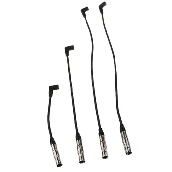 

4 Pack Race Straight Spark Plug Wire Set Metal Rubber Spark Plug Wires with Boots at Spark Plug End