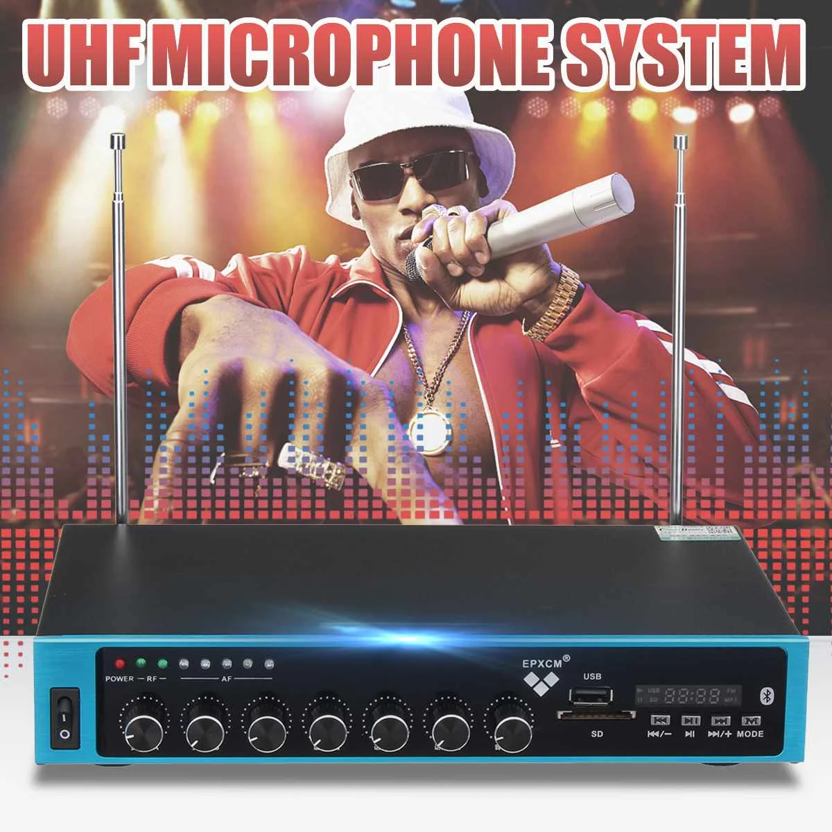 

Dual Wireless Microphone System Professional UHF Automatic Handheld Frequency Adjustable Party Supplies Cardioid Karaoke Mic