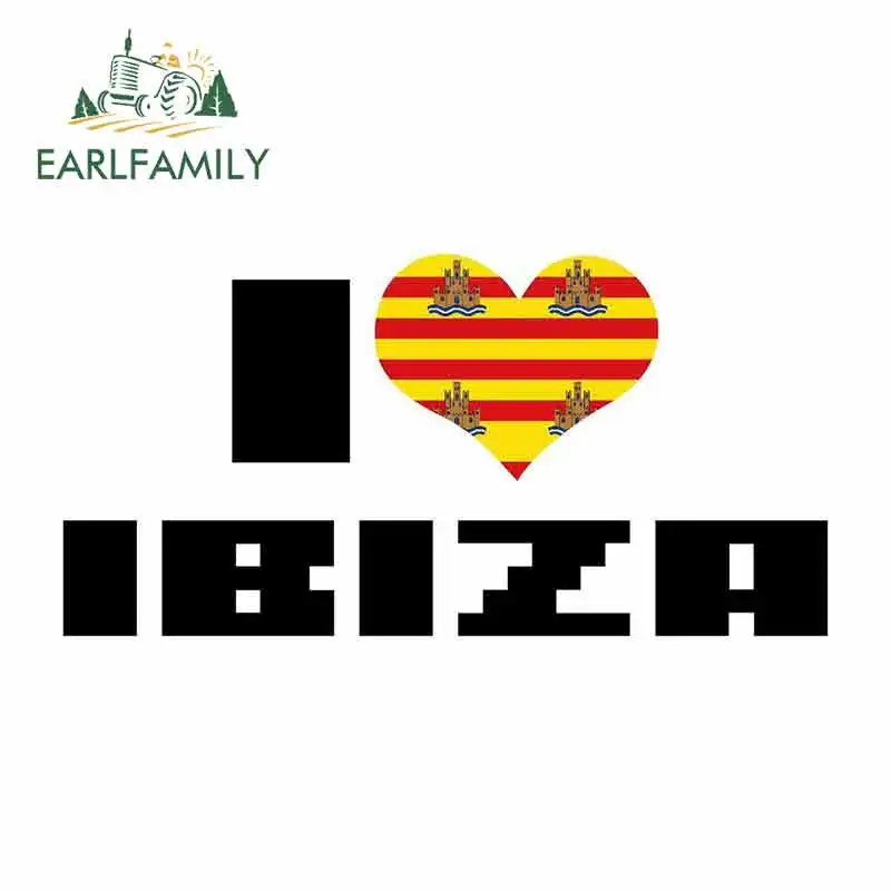 

EARLFAMILY 13cm x 12.4cm for I Love IBIZA Sign Fine Decal Funny Car Stickers Waterproof Anime Bumper Trunk Truck Graphics Vinyl
