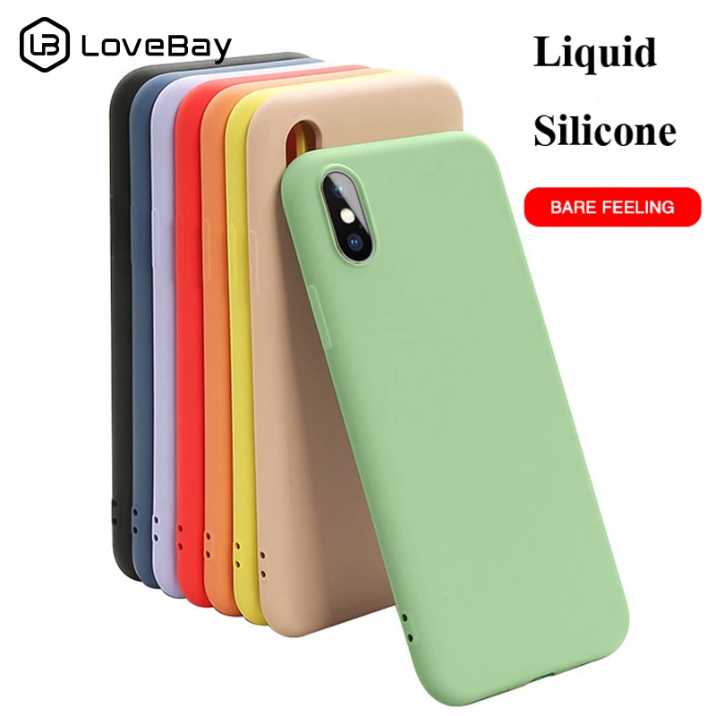 

Lovebay Soft Candy Color Case For iPhone 6 6s 7 8 Plus XR Phone Cases Liquid Silicone Solid Back Cover For iPhone X XS XR XS Max