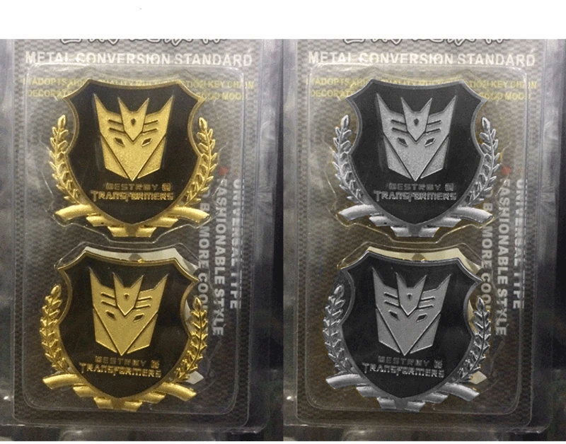 Car Metal Luminous Light Grille Badge Emblem Transformers Decepticon Gold Silver