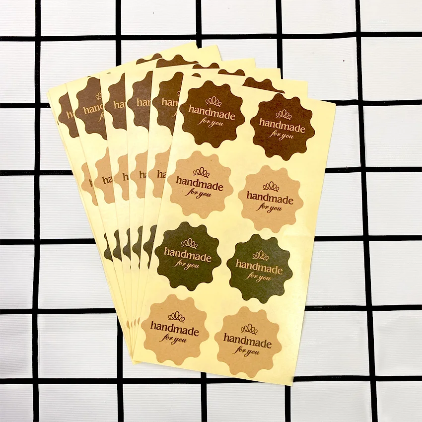 120PCS/lot Vintage Multilateral waveforms Kraft Paper handmade for you Sealing Label Sticker For Handmade Gifts Package self adhesive stickers,paper stickers,adhesive stickers,decorative labels stickers,kraft paper stickers