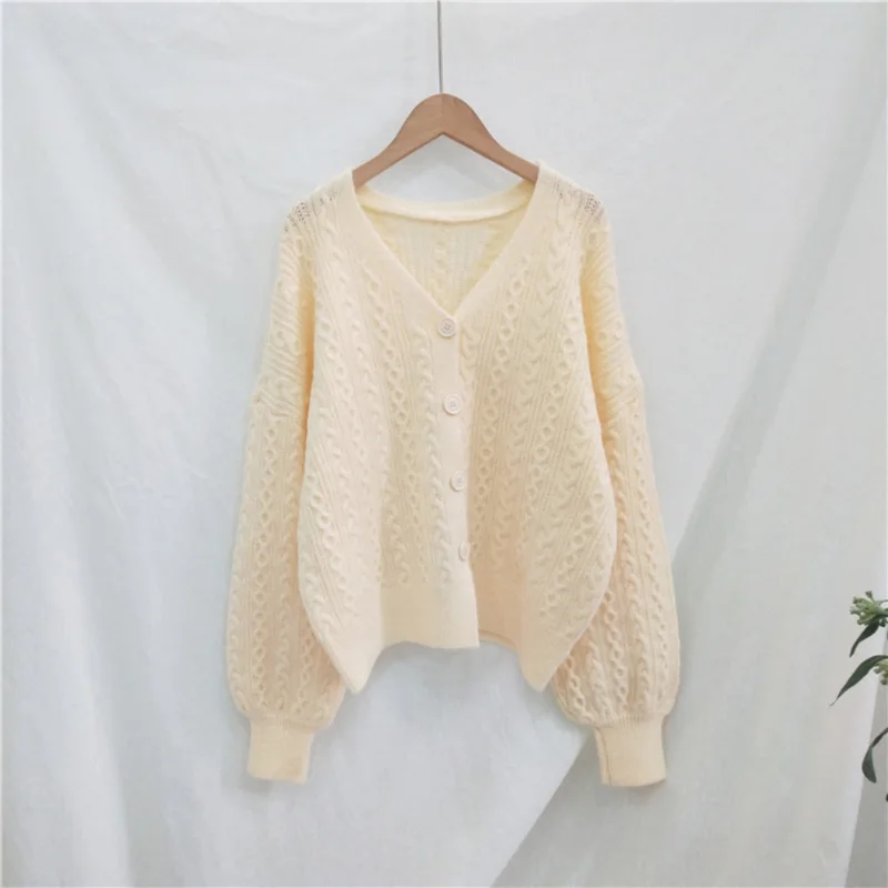 beige Werynica осенний женский кардиган корейский женский вязаный кардиган свитер пальто короткий женский мягкий вязаный жакет женский 4 цвета - Цвет: beige