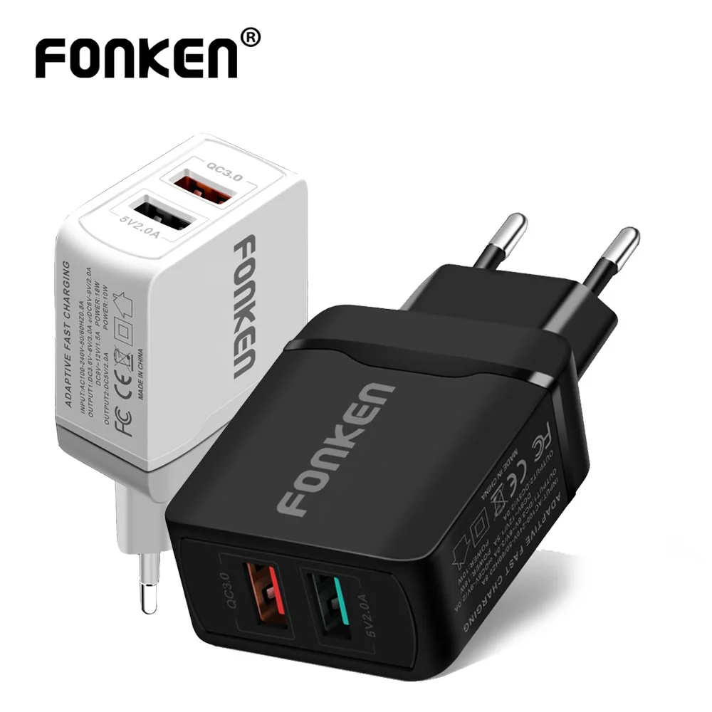 FONKEN Dual USB зарядное устройство 28 Вт Быстрая зарядка 3 0 QC3.0 быстрое для телефона 2