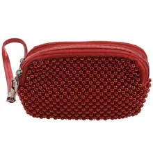 Новинка-красная мини-сумочка с бисером на молнии