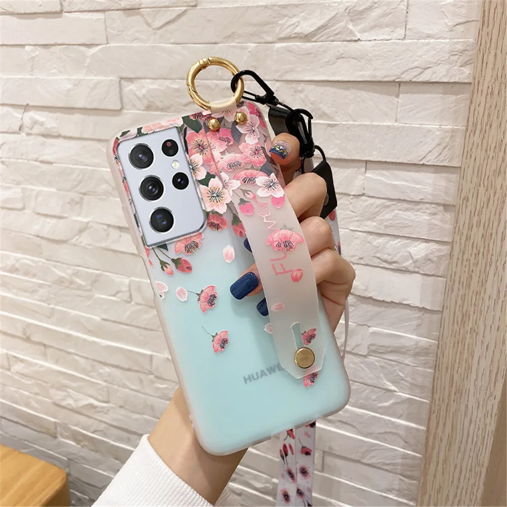 Silicone Mềm Dành Cho Samsung S20 FE S21 Cực Note 20 Hoa Cổ Dây Đeo Tay Giá Đỡ Dành Cho Samsung S10 lưu Ý 10 Plus samsung silicone cover