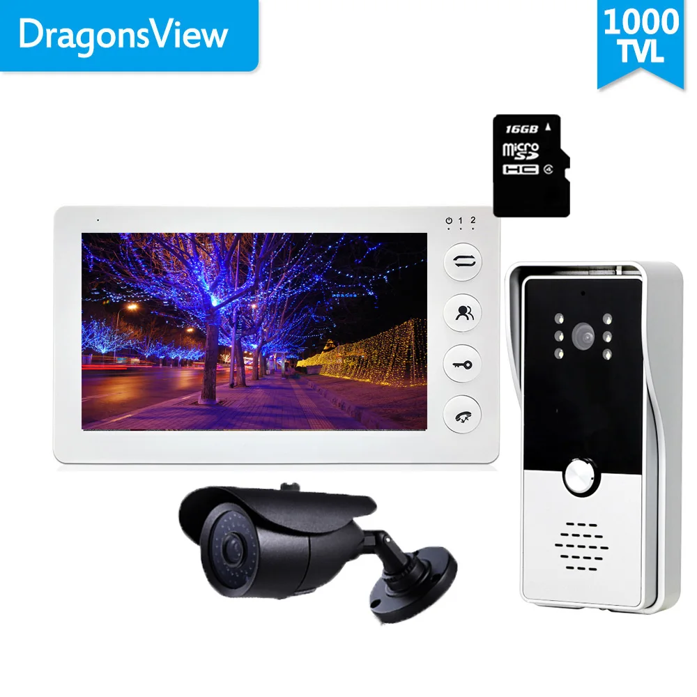 Система внутренней связи Dragonsview для дома 7 дюймов видеодомофон дверной звонок