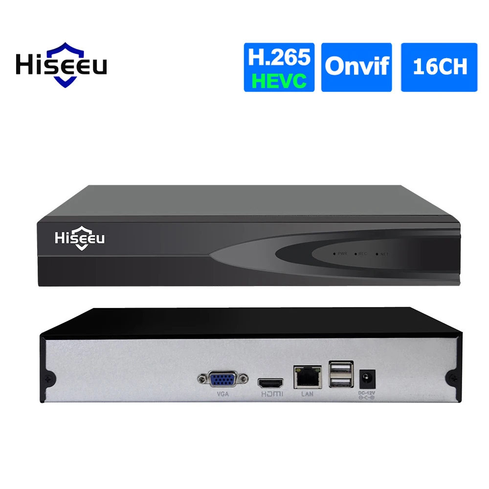 Hiseeu H.265 Выход CCTV NVR 16CH / 8CH безопасности видео рекордер обнаружения движения ONVIF P2P
