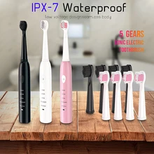 Электрическая зубная щетка Sonic Wave перезаряжаемая умная зубная щетка с чипом сменная отбеливающая головка 41000 раз/мин здоровая зубная щетка