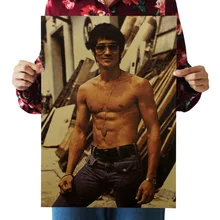 [A423] Брюс Ли б Ностальгический ретро плакат из крафт-бумаги экран для помещений кафе декоративная живопись