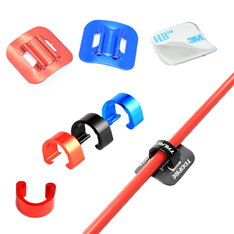 

2pcs Aluminum Alloy Bicycle Brake Cable Clip Fixed Clamp Mountain Road Bike Oil Tube Fixed Clips Cycling Wire Holder Bike Parts