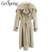 Getвесеннее Женское зимнее пальто с длинным рукавом, двубортное пальто из овечьей шерсти, Темпераментная Женская куртка, зимнее длинное пальто