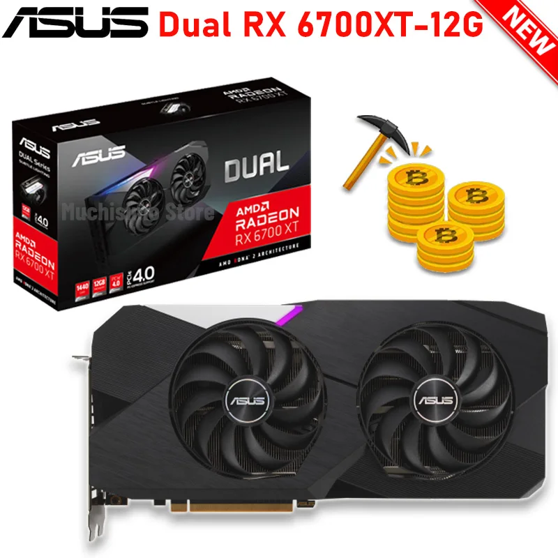 

GDDR6 Asus DUAL-RX6700XT-12G Graphics 12GB 192bit 7680×4320 Radeon RX 6700 XT Video Card 6pin+8pin RX6700XT Mining Card GDDR6