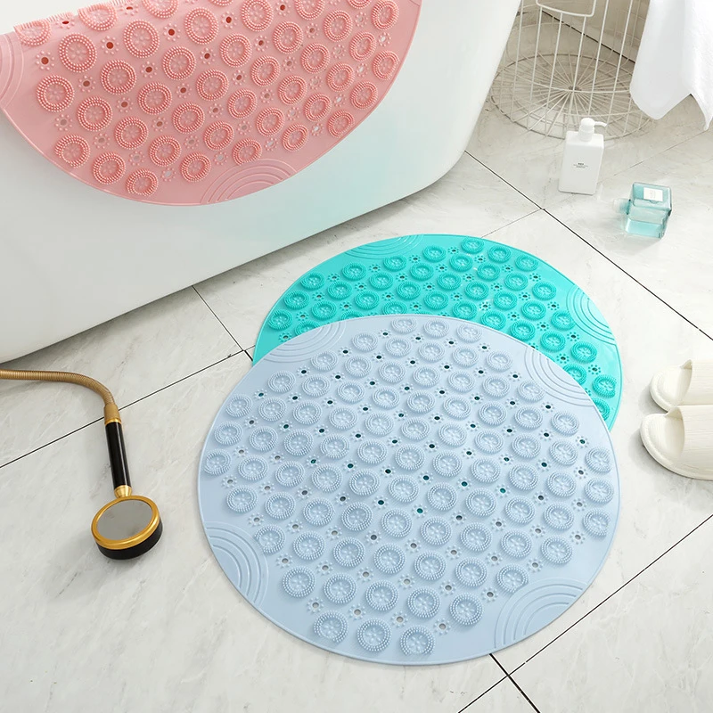 

Round Surface Shower Mat Textured Non-Slip Bath Mats with Drain Hole Massage Round in Middle for Shower Stall,Bathroom Floor