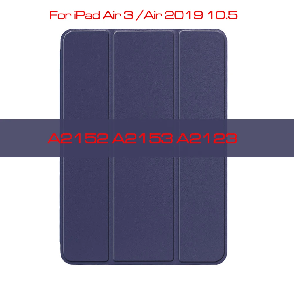 Чехол qijun для ipad Air 3 Air 10,5 дюймов Fundas для ipad Air3 A2152 A2123 A2153 10,5 ''PC задняя крышка из искусственной кожи Smart Cover - Цвет: Navy Blue-iPad Air 3