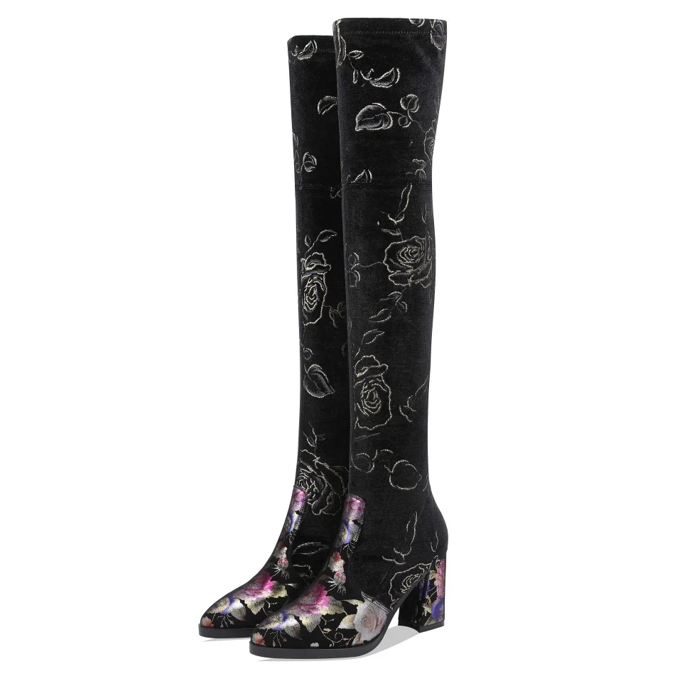 

Women's boots over the knee boots 9CM thick high-heeled pointed toe autumn and winter fashion handmade boots women shoes