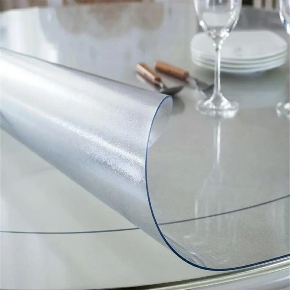 Transparent PVC Tablecloth Waterproof Square Round Table Cover Scratch-resistant Oil-proof Heat-resistant Protective Tablecloth