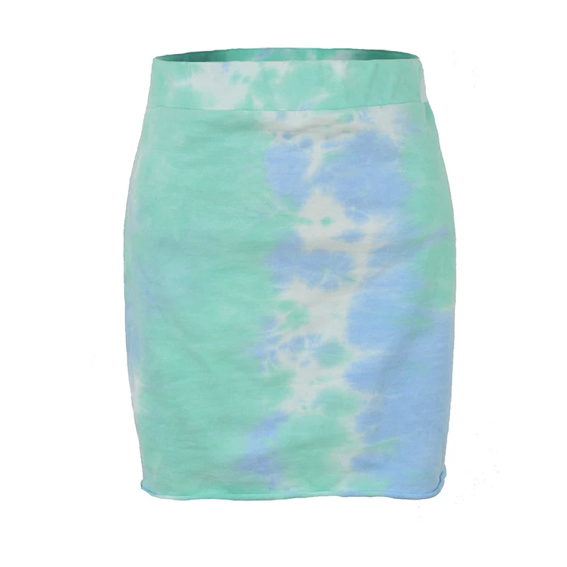 Весенняя и Летняя женская юбка с высокой талией, модная, градиентная, цветная, посылка, темпераментная, мини-юбка - Цвет: Небесно-голубой