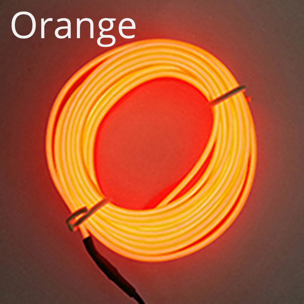 Orange Автомобильный линейный светильник 1 M/2 M/3m/5 M Автомобильная Подсветка салона авто Светодиодные ленты провода веревка шнур гибкий неоновый светодиодный светильник, украшенное мозаикой из драгоценных камней, 12V USB электронных сигарет - Испускаемый цвет: Orange