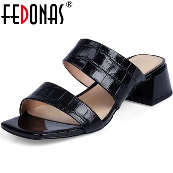 

FEDONAS Elegant Summer Women Slippers Open-Toed High Heels Pumps Slingbacks Sandals 2020 New Arrival Casual Basic Shoes Woman
