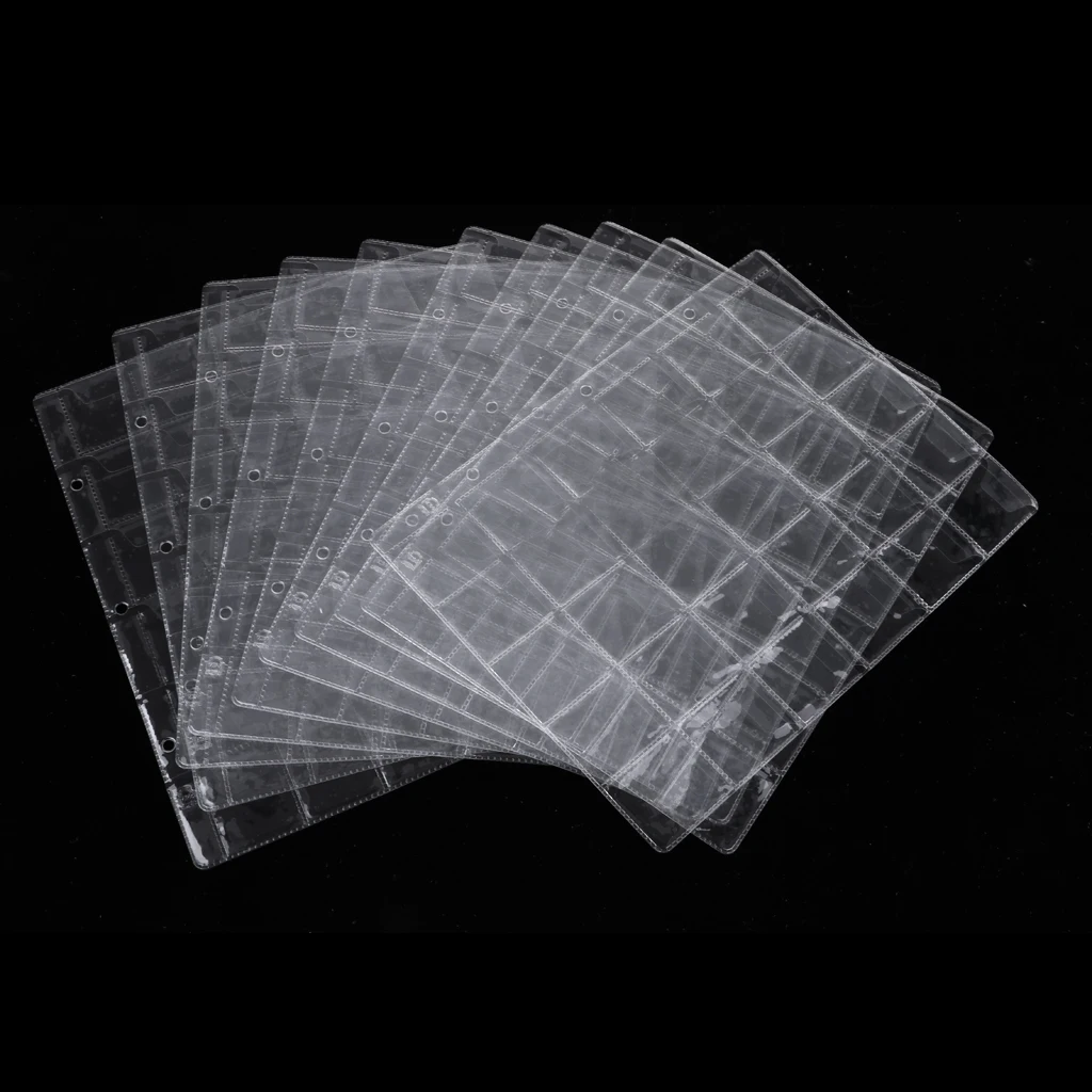10 Sheet Clear Plastic Coin Holders Storage Collection Money Album Coins Protector Sheets Holder with 300 Pockets
