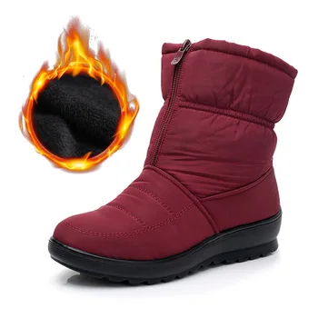

New Waterproof Snow Boots Women Winter Shoes Warm Plush Fashion Women Boots Ankle Booties Ladies Footwear Wedge Heel 3cm YX003