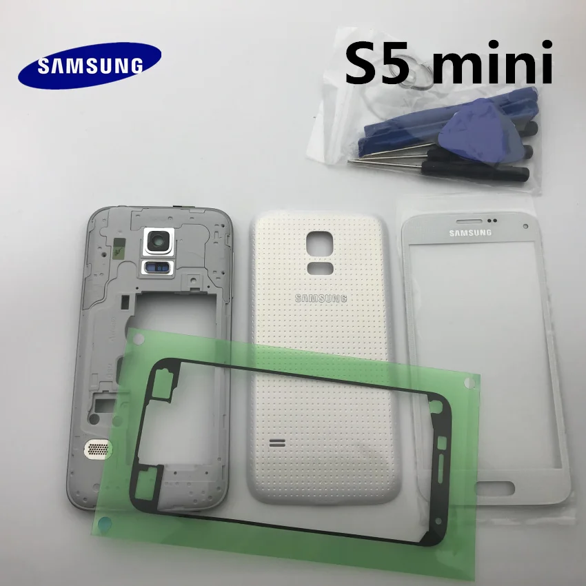 Чехол для samsung Galaxy S5 mini G800 G800H G800F G800FD с полным корпусом передняя рамка+ задняя крышка чехол+ Переднее стекло+ клей+ Инструменты