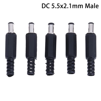 

5 Pcs DC Power Plug For Welding Line Black 2.1mm X 5.5mm DC Power Male Plug Jack Adapter 5.5 X 2.1 Mm