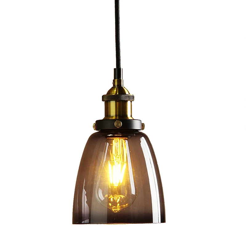 

Vintage Industrial Metal Finish Black Gray Glass Shade Retro Ceiling Light Vintage Hanging Light fitting (diameter 14cm glass sh
