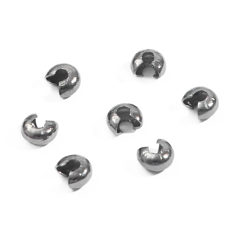 Assorted Sizes Plated Alloy Crimp Bead Covers - 100pcs Jewelry Making Accessories