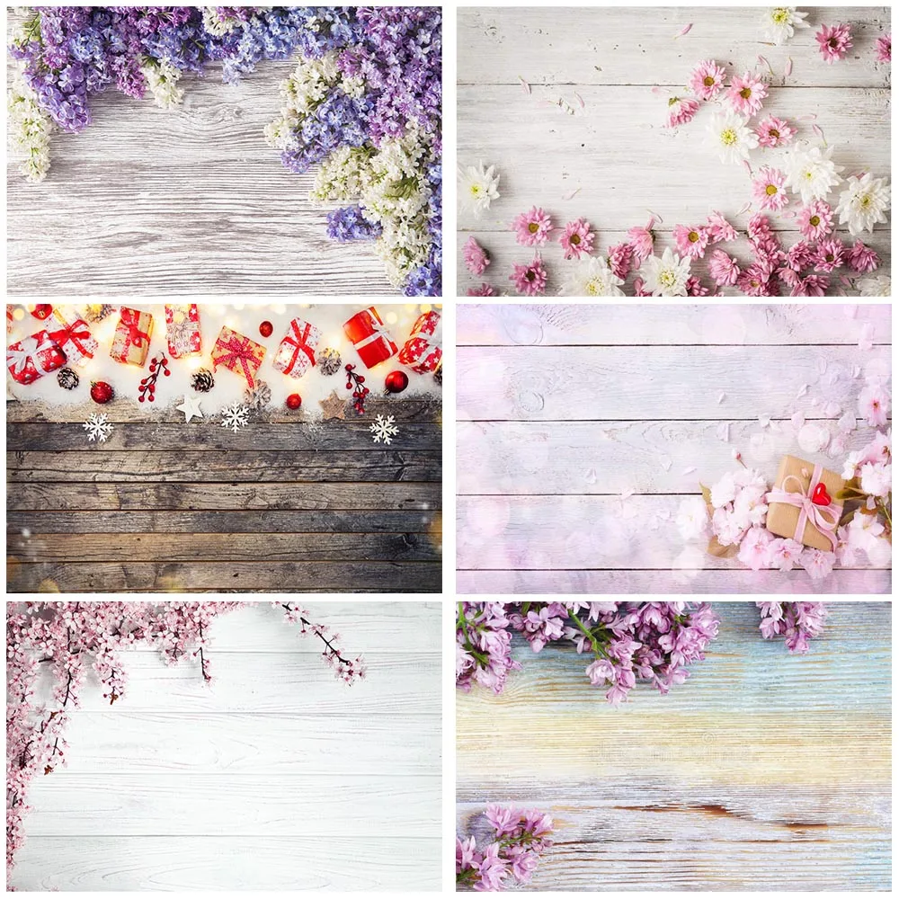 

NeoBack Wooden Board Spring Flowers Tassel Planks Christmas Party Decor Photo Studio Photo Background Photocall Photo Backdrop