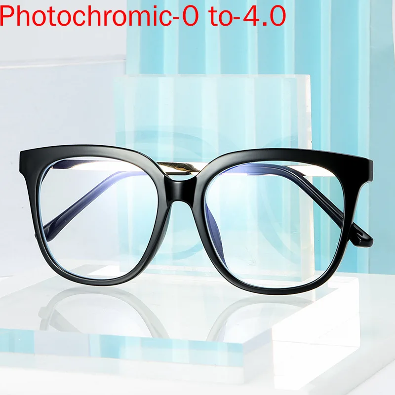 Square Sunglasses Photochromic Finished Myopia Glasses Photosensitive Chameleon Antiglare