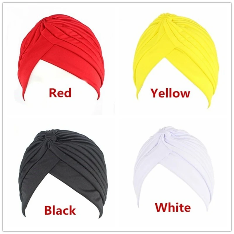 Женская однотонная полиэфирная мусульманский тюрбан шапка эластичные шапочки