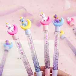Pluma de arena movediza líquida de unicornio, Luna Linda creativa, celebridad de Internet, lentejuelas rellenas de aceite, bolígrafos de Gel coloridos PenGel