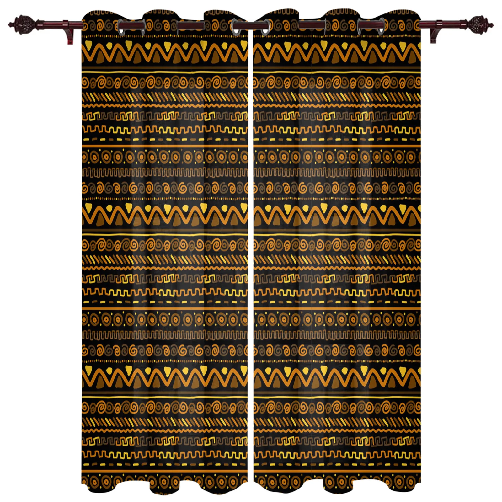 African Pattern Circle Geometric Figure Window Curtains for Bedroom Home Decor Kitchen Drapes Christmas Living Room | Дом и сад