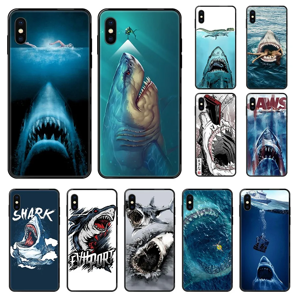 Мягкий 3D-чехол shark Hungry Scary чехол для мобильного телефона черного цвета iphone 4 5 4s SE 5C 6