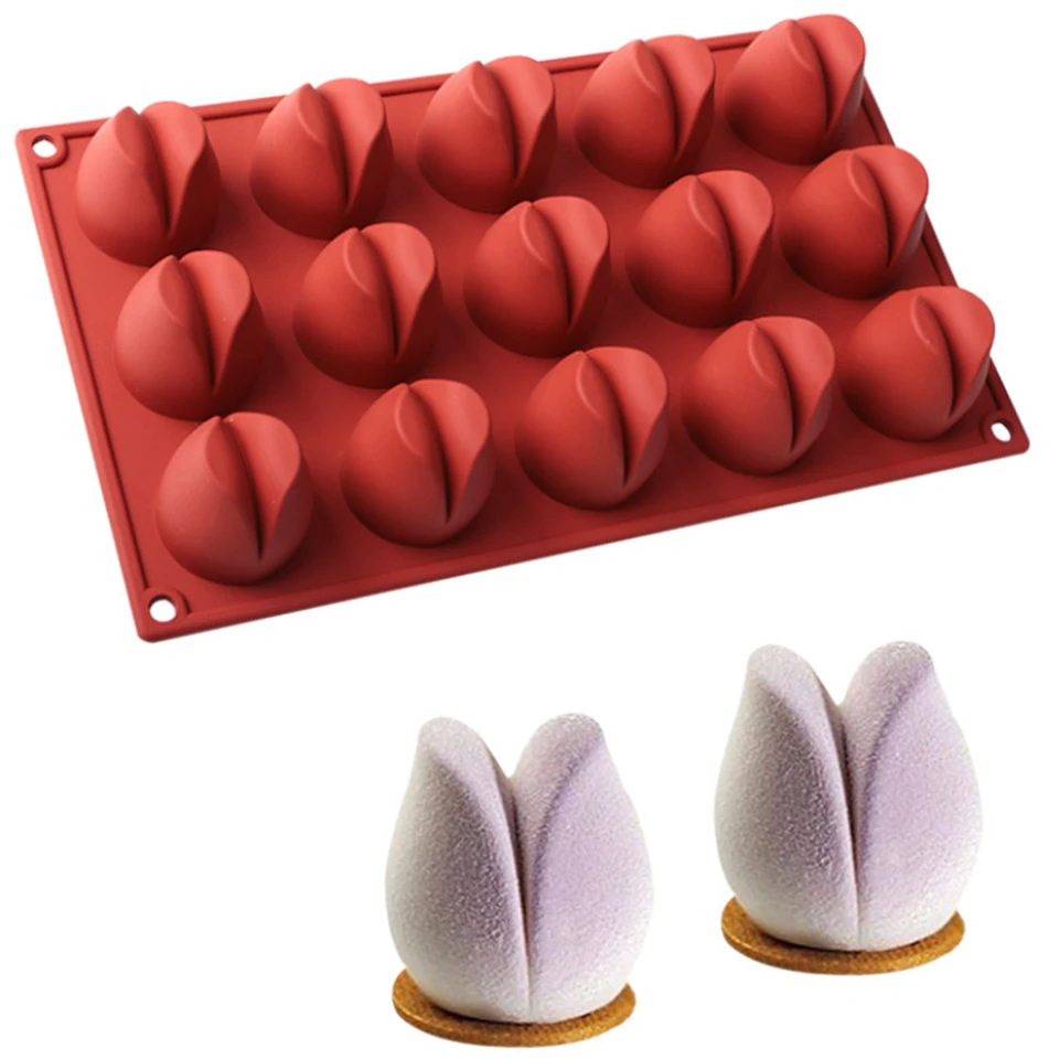 15 Cavity Tulip Silicone Mousse Cake Mould Flower Shape Silicone Mold Mousse Cake Mould Cake Decoration Tools Cake Tools Cake Molds Aliexpress