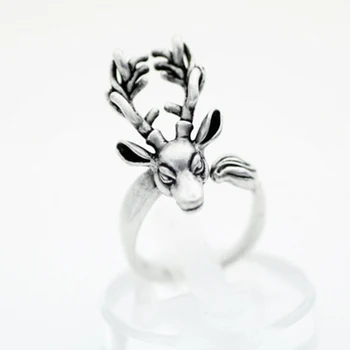 

Antique Silver Plated Boho Deer Ring Hippie Mid finger Anel Men Animal Reindeer Couple Rings For Women Fashion Jewelry Anillos