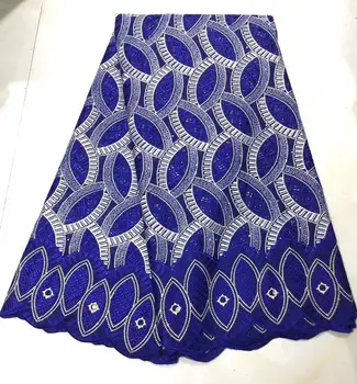 

Royal Blue African voile lace fabric high-grade embroidery Swiss voile lace fabric with fast shipping SW-03