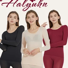 Halyuhn женское термобелье тонкая секция набор зима длинный Джон вторая кожа зимняя женская теплая одежда термо длинный рукав