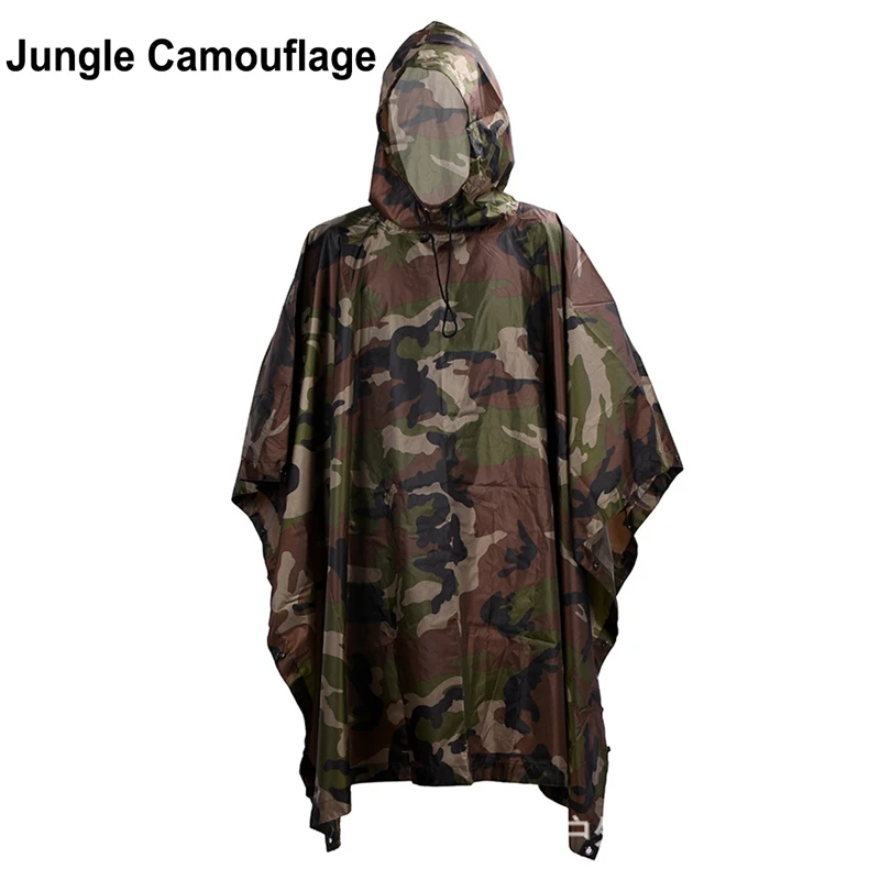 Jungle Camouflage Водонепроницаемый переносной пончо камуфляж Чехол для кемпинга охота пончо одежда многофункциональное укрытие военный аварийный плащ - Цвет: Jungle Camouflage
