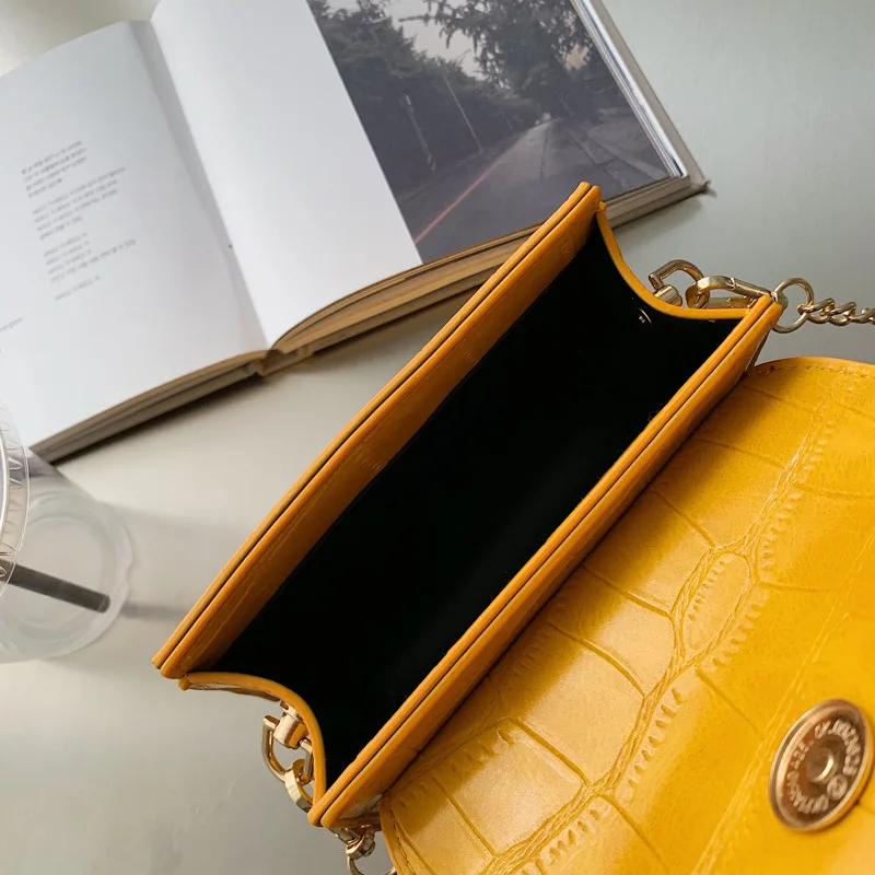 Bags for Women Shoulder Yellow Mini Bag Fashion Chain Portable Messenger Bag Stone Small Square Bag High Quality Handbags