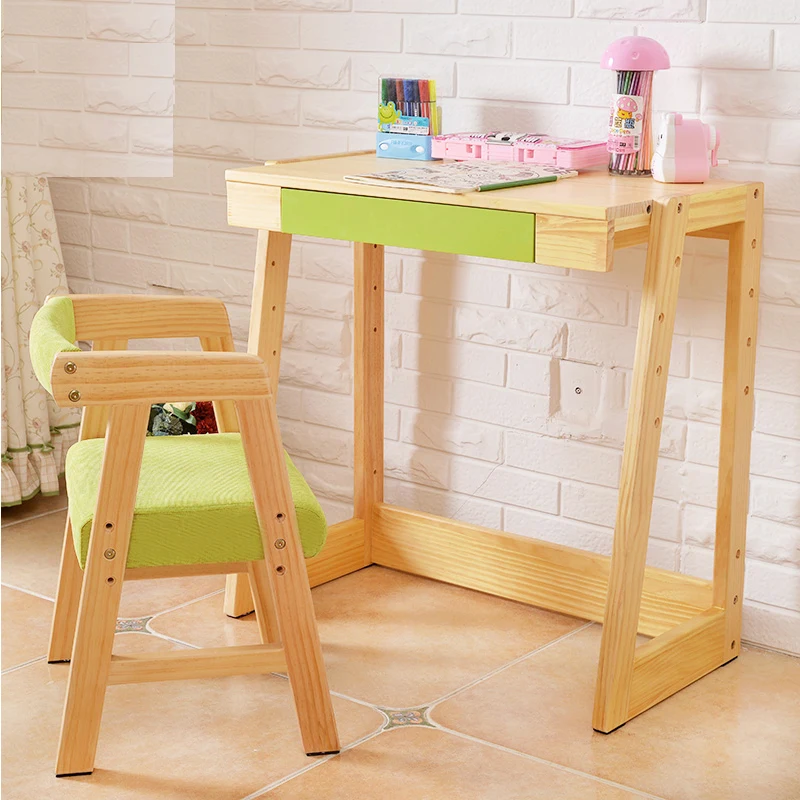 New Durable student desk chair set the height adjustable children learning table solid wood furniture set multicolor optional New Durable student desk chair set the height adjustable children learning table solid wood furniture set multicolor optional