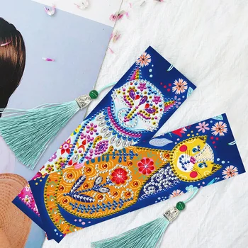 

Diamond Bookmarks DIY Special Shaped Diamond High-quality Portable Delicate Bright Painting Leather with Tassel Creative Gifts