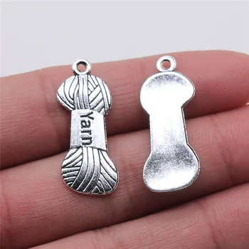 

WYSIWYG 10pcs 31x12mm Yarn Woolen Charm Pendants For Jewelry Making Antique Silver Color Woolen Yarn Pendants Charm Yarn