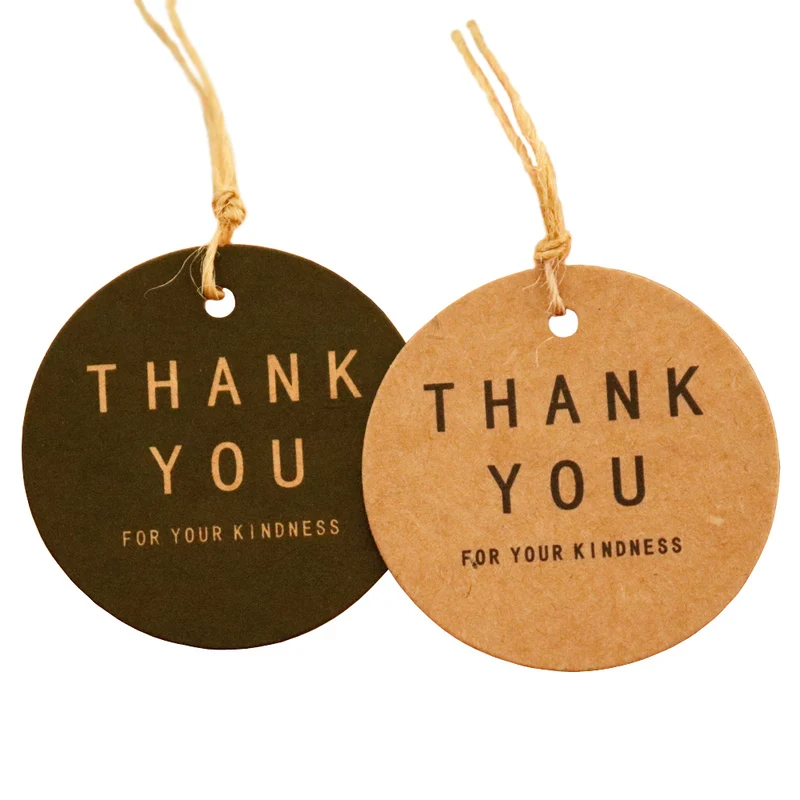 100pcsRoundKraftPaperTagThankYouGiftTagPricePaperLabels