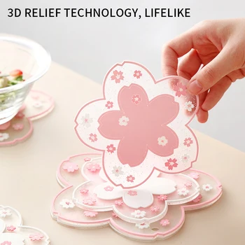 

2Pcs Japan Style Coaster Cherry Blossom Heat Insulation Placemat Table Mat Tea Cup Milk Mug Coffee Cup Coaster
