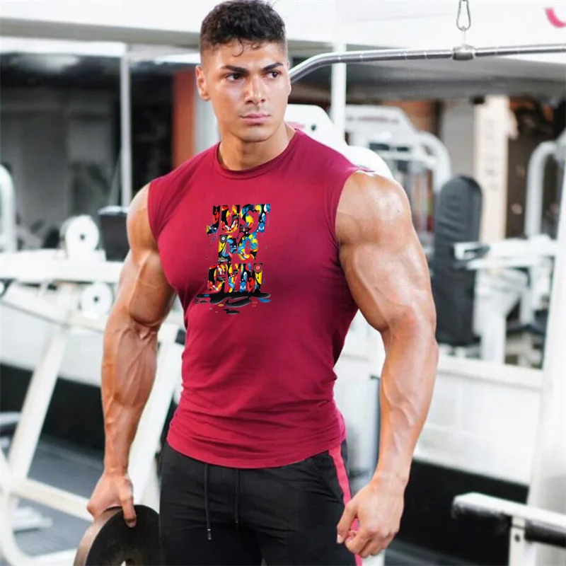 

Brand Fashion Workout Cotton Mens Tank Top Musculation Gym Clothing Bodybuilding Fitness Singlets Sleeveless Vest Muscle Shirt