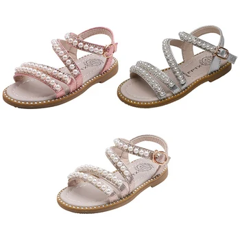 

Summer Baby Girls Sandals Toddler Infant Kids Slip On Pearl Crystal Single Princess Shoes For Children Girl Brand New